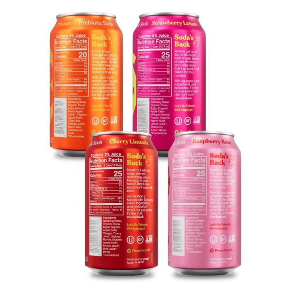 POPPI Sparkling Prebiotic Soda, Beverages w/Apple Cider Vinegar, Seltzer Water & Fruit Juice, Short List Variety Pack, 12oz (12 Pack) (Packaging May Vary) - Image 3