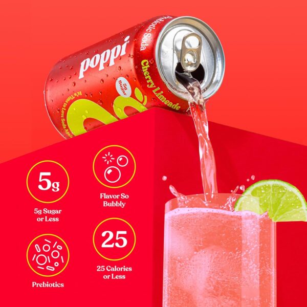 POPPI Sparkling Prebiotic Soda, Beverages w/Apple Cider Vinegar, Seltzer Water & Fruit Juice, Short List Variety Pack, 12oz (12 Pack) (Packaging May Vary) - Image 4
