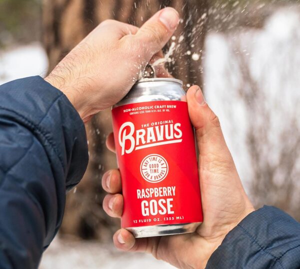 Bravus Non-Alcoholic Variety Sampler 12 Pack x 12 Fl Oz Cans - Low-Calorie, Gluten-Reduced, Vegan NA Craft Brew, 2 IPA, 2 Oatmeal Dark, 2 Raspberry Goose, 2 Peanut Butter Dark, 4 Blood Orange IPA - Image 5