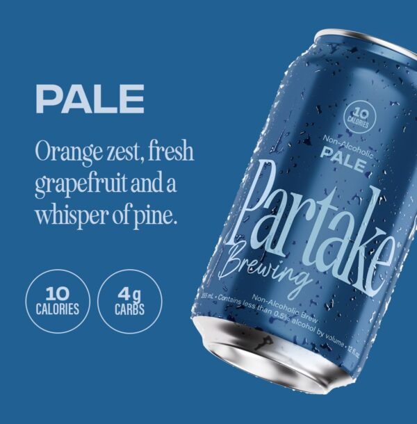 Partake Brewing Non Alcoholic Craft Brew, IPA & Pale Ale Variety 12 Pack - One 6 Pack of Each, 12 Ounce Cans, Low Calorie, Low Carb NA Brew, All Natural Ingredients - Image 6