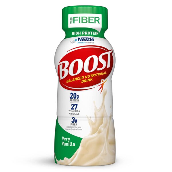 BOOST High Protein with Fiber Complete Nutritional Drink, Very Vanilla, 8 fl oz Bottle, 24 Pack - Image 7