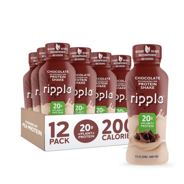 Ripple Vegan Protein Shake | Chocolate | 20g Nutritious Plant Based Pea Protein | Shelf Stable | No GMOs, Soy, Nut, Gluten, Lactose | 12 Oz, 12 Pack - Image 7