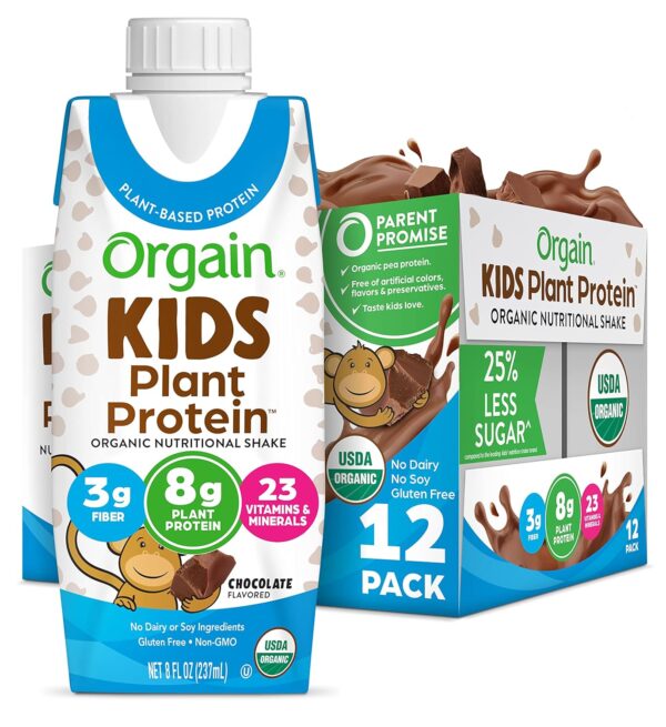 Orgain Organic Kids Nutritional Vegan Protein Shake, Chocolate - Healthy Kids Snacks, 8g Plant Protein, 23 Vitamins & Minerals, 3g Fiber, No Dairy & Soy Ingredients, Non-GMO, 8 Fl Oz (Pack of 12) - Image 7