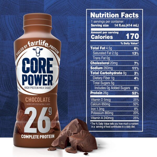 Core Power Fairlife 26g Protein Milk Shakes, Liquid Ready To Drink for Workout Recovery, Chocolate, 14 Fl Oz Bottle (Pack of 12) - Image 6
