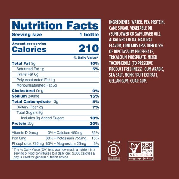 Ripple Vegan Protein Shake | Chocolate | 20g Nutritious Plant Based Pea Protein | Shelf Stable | No GMOs, Soy, Nut, Gluten, Lactose | 12 Oz, 12 Pack - Image 5