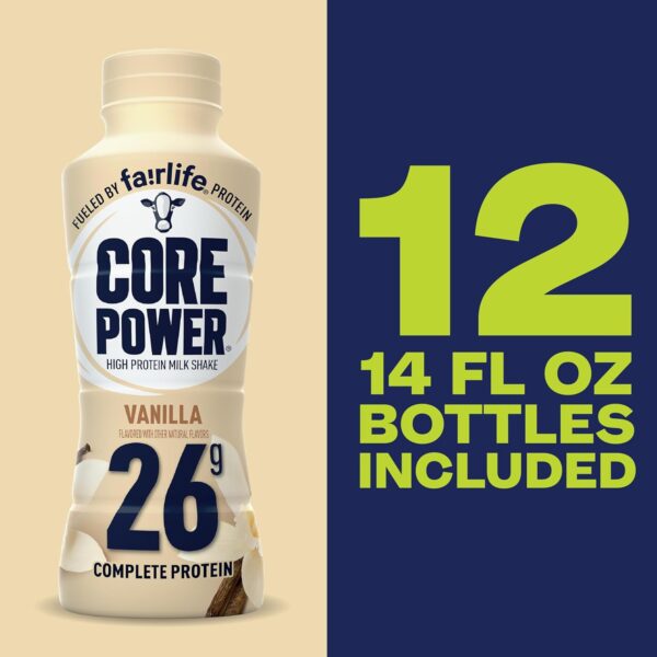 Core Power Fairlife 26g Protein Milk Shakes, Ready To Drink for Workout Recovery Liquid, Vanilla, 14 Fl Oz Bottle, kosher (Pack of 12) - Image 4