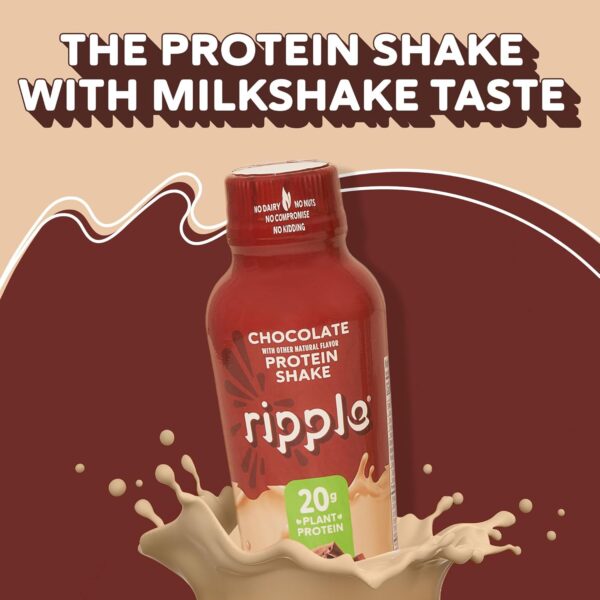Ripple Vegan Protein Shake | Chocolate | 20g Nutritious Plant Based Pea Protein | Shelf Stable | No GMOs, Soy, Nut, Gluten, Lactose | 12 Oz, 12 Pack - Image 4