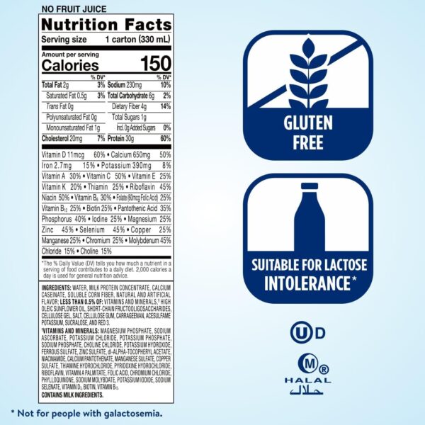 Ensure Max Protein Creamy Strawberry Nutrition Shake | 30g Protein, 1g Sugar, 4g Comfort Fiber Blend | 12 Pack - Image 4