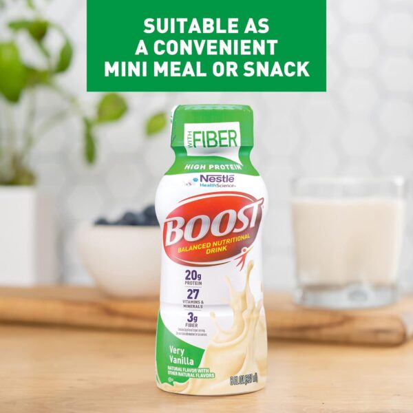 BOOST High Protein with Fiber Complete Nutritional Drink, Very Vanilla, 8 fl oz Bottle, 24 Pack - Image 4