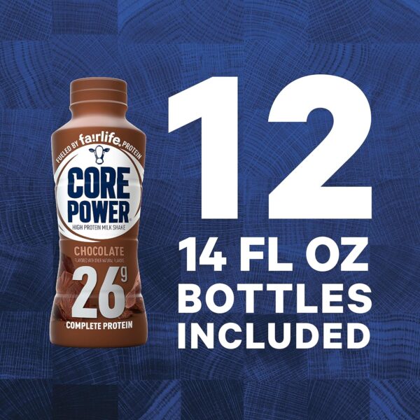 Core Power Fairlife 26g Protein Milk Shakes, Liquid Ready To Drink for Workout Recovery, Chocolate, 14 Fl Oz Bottle (Pack of 12) - Image 3