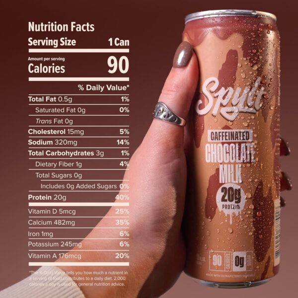 Caffeinated Chocolate Milk - 20g Protein, 60mg Caffeine, Sugar Free, Lactose Free Milk Protein Drink - 12 Count (11 Fl Oz) - Image 2