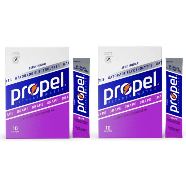 Propel Powder Packets, Grape With Electrolytes, Vitamins and No Sugar, 20 Count (Pack of 2) - in GARIZZE Box