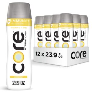 CORE Hydration+ Immunity, Lemon Extract Nutrient Enhanced Water with Vitamin C and Zinc, 23.9 Fl Oz Bottle (Pack of 12)