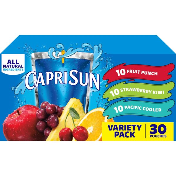 Capri Sun Fruit Punch (Strawberry Kiwi & Pacific Cooler Naturally Flavored Kids Juice Drink Blend Variety Pack, 30 ct Box, 6 fl oz Pouches) - Image 2