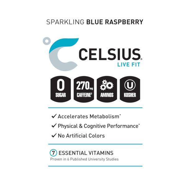CELSIUS ESSENTIALS, Sparkling Blue Crush, Performance Energy Drink 16 Fl Oz (Pack of 12) - Image 5