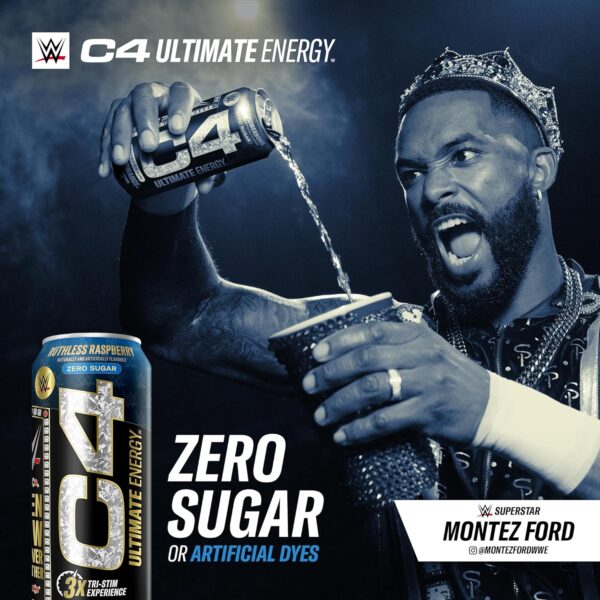 C4 Ultimate x WWE | Pre Workout Sugar Free Energy Drink | Tri-Stim Experience with 300mg Caffeine + TeaCrine + Dynamine | Ruthless Raspberry | 16oz (Pack of 12) - Image 5