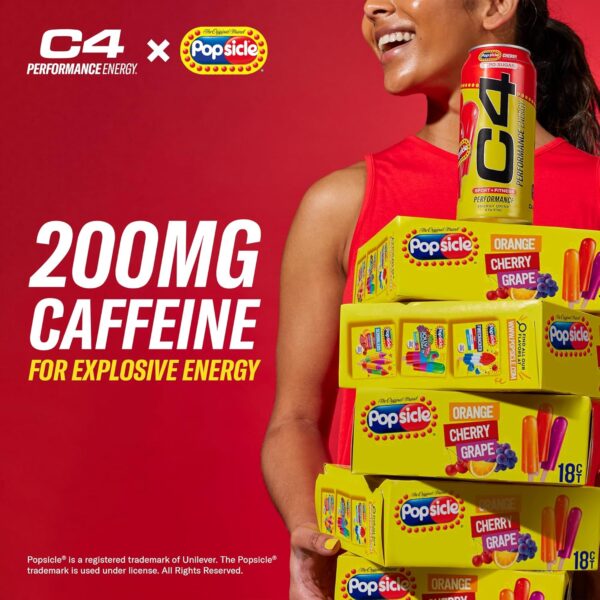 C4 Energy Drink x Grape Popsicle, Carbonated Sugar Free Pre Workout Performance Drink with no Artificial Colors or Dyes, 16 Oz, Pack of 12 - Image 6