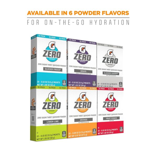 Gatorade G Zero Powder, Glacier Freeze, 0.10 oz Packets (120 Pack) - Image 7