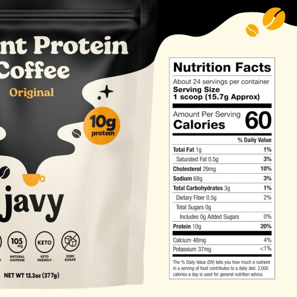 Javy Instant Coffee Protein Coffee - Premium Whey Protein & Instant Coffee - 100% Arabica Coffee - Zero Artificial Flavors & Sweeteners, 24 Servings - Image 5