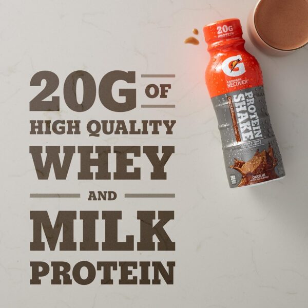Gatorade Recover Protein Shake, Chocolate, 20g Protein, 11.6 fl oz Plastic Bottle, Pack of 12 - Image 6