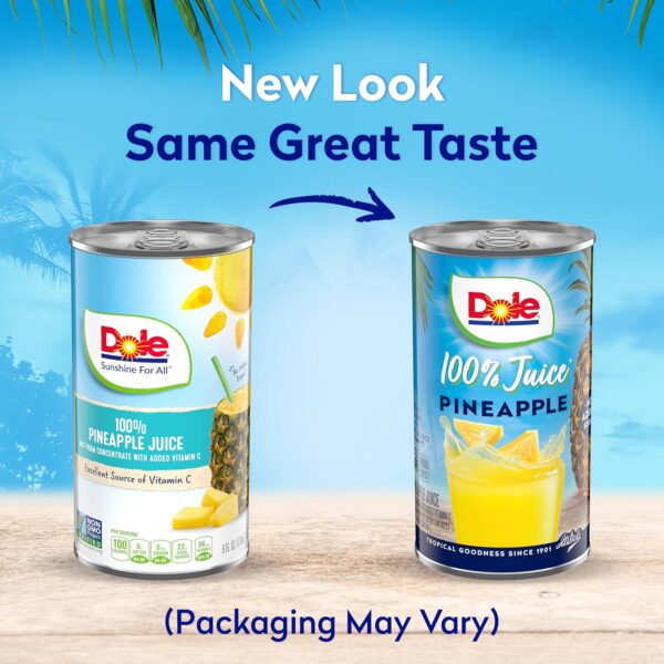 Dole Pineapple Juice, 100% Fruit Juice with Added Vitamin C, 6 Fl Oz (Pack of 6), 48 Total Cans - Image 3