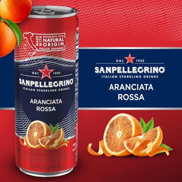 Sanpellegrino Italian Sparkling Drink Aranciata Rossa, Sparkling Orange and Blood Orange Beverage, 11.15 Fl Oz (Pack of 24) - Image 4
