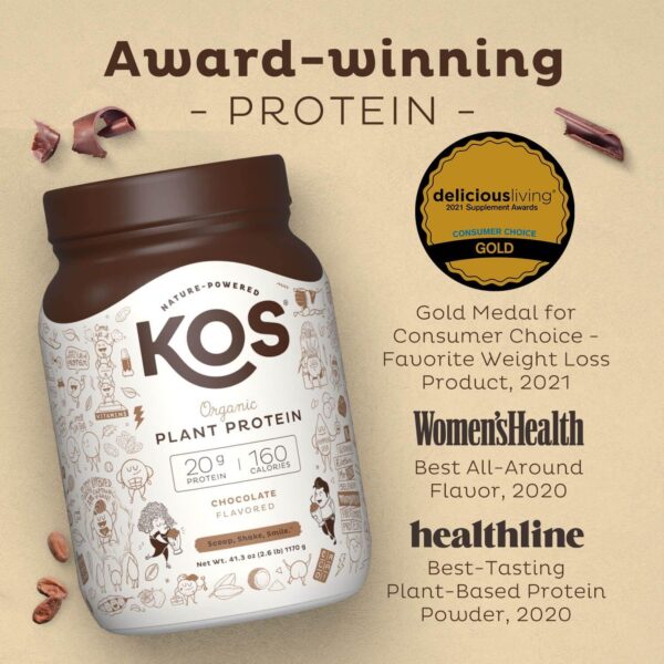KOS Vegan Protein Powder Erythritol Free, Chocolate - Organic Pea Protein Blend, Plant Based Superfood Rich in Vitamins & Minerals - Keto, Dairy Free - Meal Replacement for Women & Men, 28 Servings - Image 5