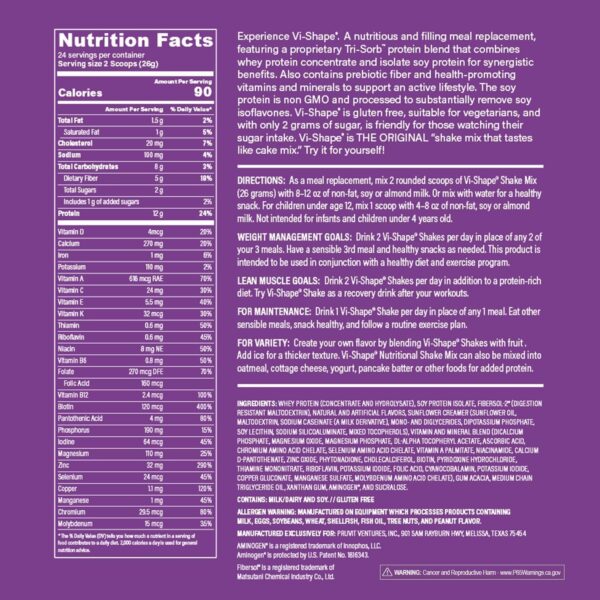 Vi Shape Original Nutritional Shake Mix Sweet Cream Flavor | 22oz (1 Bag, 24 Servings) - Image 5