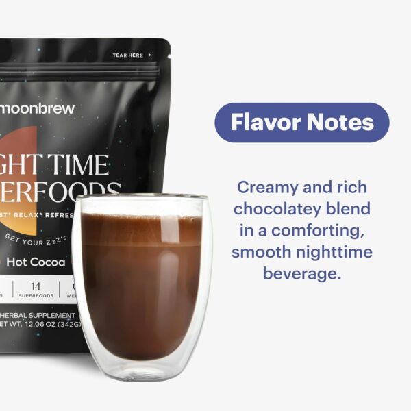 MoonBrew Magnesium Hot Cocoa: Natural Melatonin-Free Sleep Aid | 14 Superfoods with Magnesium Glycinate & Adaptogens | Keto & Vegan | Enjoy Hot or Cold - 30 Servings - Image 5