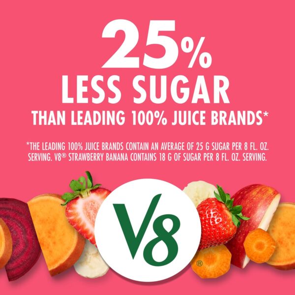 V8 Strawberry Banana 100% Fruit and Vegetable Juice, 46 fl oz Bottle - Image 4
