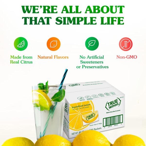 True Lemon Water Enhancer Packets - Sugar-Free, 0 Calorie Drink Mix with Real Lemon Flavor (Bulk Pack of 500) - Image 4