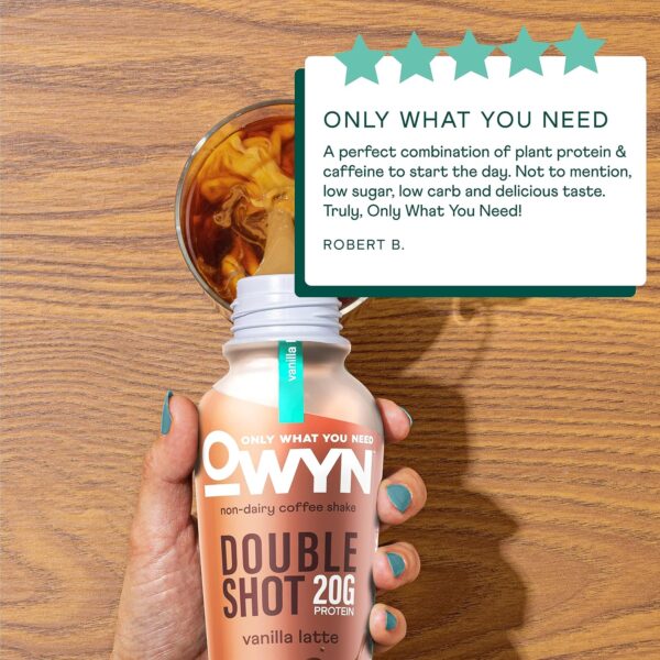OWYN Only What You Need Doubleshot Dairy Free Keto Protein Coffee Shake, Variety Pack, 0g sugar, 20g plant protein, 180mg Caffeine, Gluten & Soy Free, Non-GMO, 100% plant based, Vegan (12 Pack, 12 Fl Oz Bottles) - Image 4