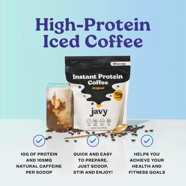 Javy Instant Coffee Protein Coffee - Premium Whey Protein & Instant Coffee - 100% Arabica Coffee - Zero Artificial Flavors & Sweeteners, 24 Servings - Image 3