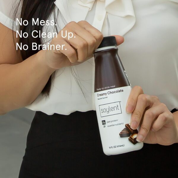 Soylent Creamy Chocolate Meal Replacement Shake, Ready-to-Drink Plant Based Protein Drink, Contains 20g Complete Vegan Protein and 1g Sugar, 14oz, 12 Pack - Image 4