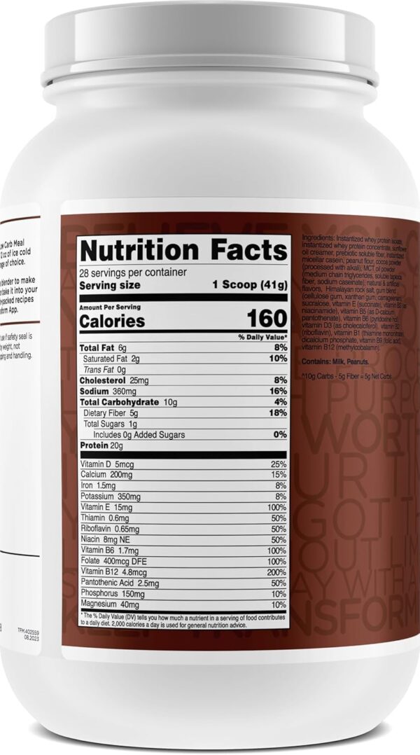 TransformHQ Meal Replacement Shake Powder 28 Servings (Chocolate Peanut Butter) - Gluten Free, Non-GMO - Image 4