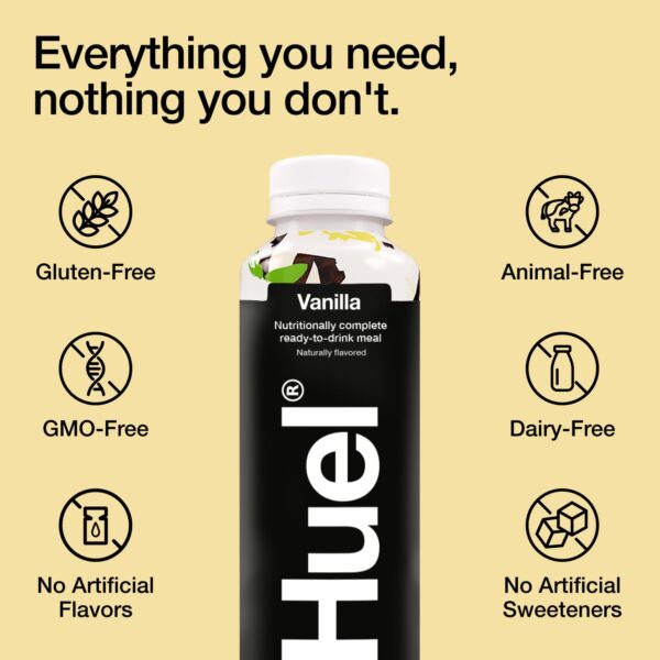 Huel Black Edition Ready-to-Drink, Vanilla Meal Replacement Drink, 35g High Protein, 27 Vitamins and Minerals, Vegan, Gluten Free, Plant Based, High Fiber, Low Sugar, 16.9 Fl Oz (12 Pack) - Image 4