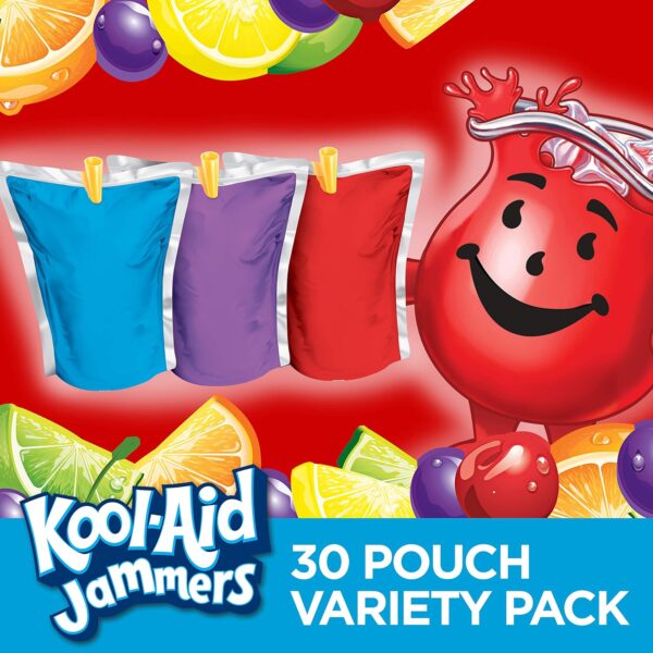 Kool-Aid Jammers Tropical Punch (Grape & Cherry Artificially Flavored Kids Soft Drink Variety Pack, 30 ct Box, 6 fl oz Pouches) - Image 5
