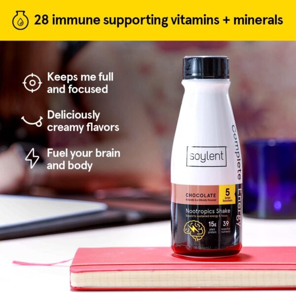 Soylent Complete Energy, 15g complete protein, 15 brain boosting nutrients, 100mg caffiene + l-theanine, 15% vitamins and minerals, 11 Oz (12 Pack) - Image 3