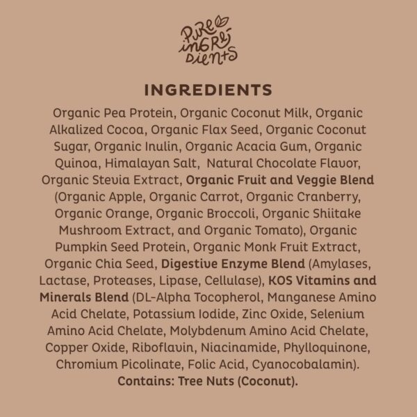 KOS Vegan Protein Powder Erythritol Free, Chocolate - Organic Pea Protein Blend, Plant Based Superfood Rich in Vitamins & Minerals - Keto, Dairy Free - Meal Replacement for Women & Men, 28 Servings - Image 3