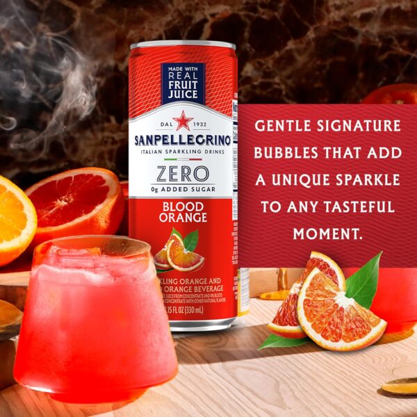 Sanpellegrino Zero Grams Added Sugar Italian Sparkling Drinks, Sparkling Blood Orange Beverage, 24 Pack of 11.15 Fl Oz Cans - Image 6