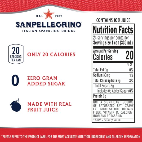 Sanpellegrino Zero Grams Added Sugar Italian Sparkling Drinks, Sparkling Blood Orange Beverage, 24 Pack of 11.15 Fl Oz Cans - Image 7