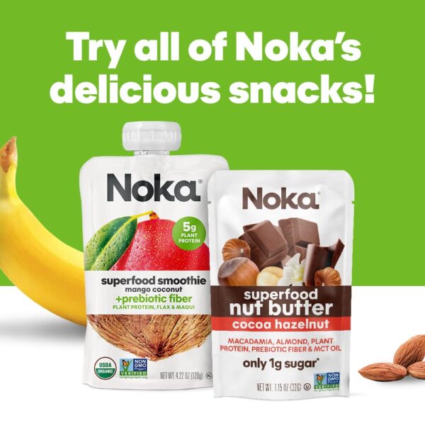 Noka Superfood Fruit Smoothie Pouches, Strawberry Pineapple, Healthy Snacks with Flax Seed, Plant Protein and Prebiotic Fiber, Vegan and Gluten Free Snacks, Organic Squeeze Pouch, 4.22 oz, 12 Count - Image 7