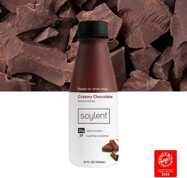 Soylent Creamy Chocolate Meal Replacement Shake, Ready-to-Drink Plant Based Protein Drink, Contains 20g Complete Vegan Protein and 1g Sugar, 14oz, 12 Pack - Image 2