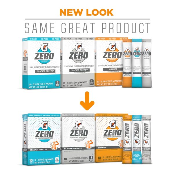 Gatorade G Zero Powder, Glacier Cherry Variety Pack, 0.10oz Individual Packets - 10 Count (Pack of 5) - Image 4
