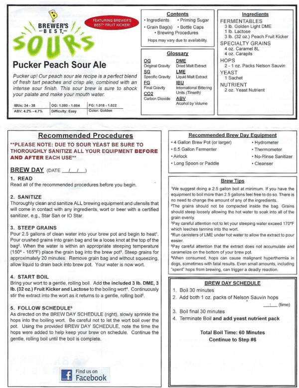 Brewers Best Pucker Peach Sour Ale Ingredient Package - Image 4