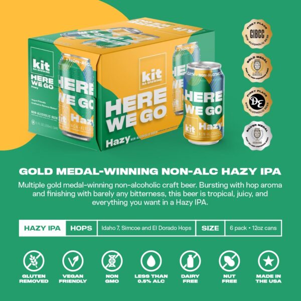 Kit NA Brewing | Non-Alcoholic | Here We Go | 6-Pack of Hazy | 12 oz cans - Image 5